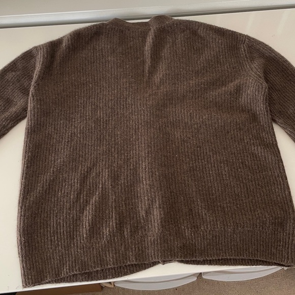 Quince 100% Cashmere Oversized Brown Boyfriend Cardigan Sweater Small - Picture 5 of 11